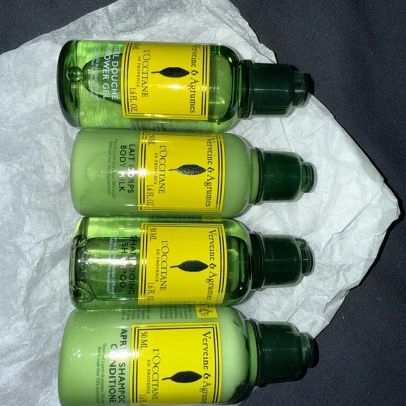 NEW! 4 L'Occitane Verveine & Agrumes Bath Travel Kit - 4 Pc Set w/ Bag - Picture 4 of 4